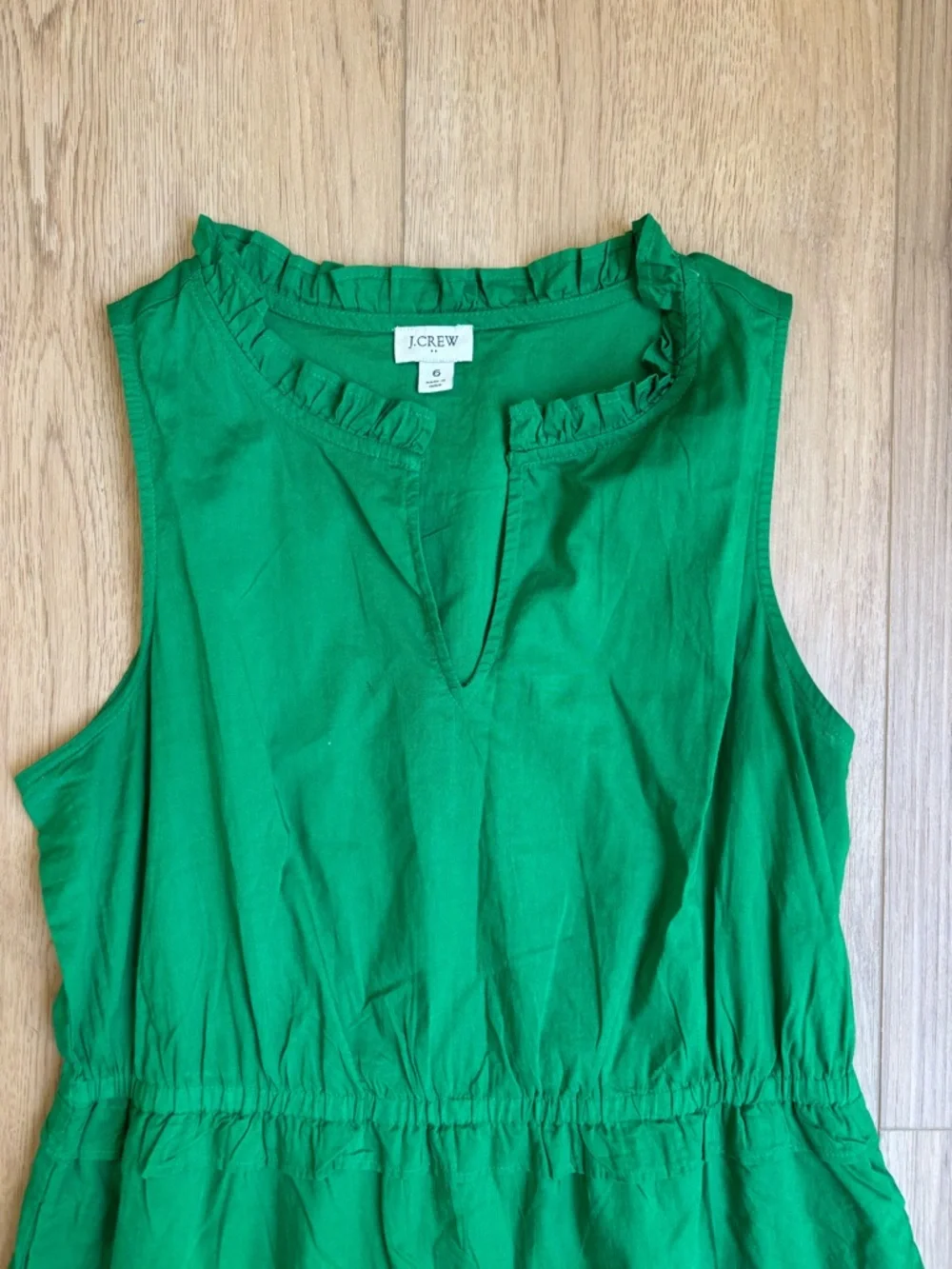 Cotton Spring Wedding Guest Dress Green Ruffle Hem Women's Maxi Size 6 J. Crew - Picture 2 of 10